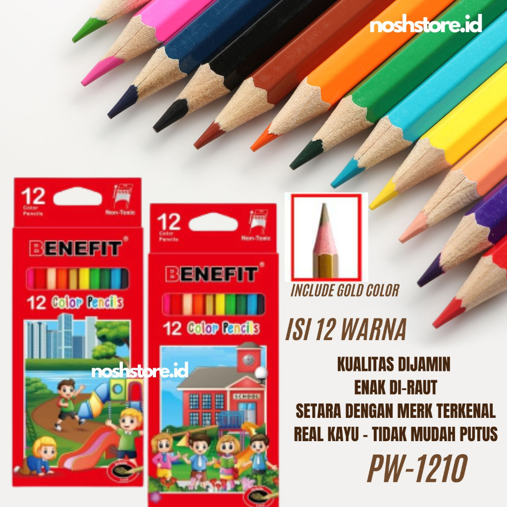 

PW1210 Pensil warna Benefit 12 Warna Panjang Benefit Warna Panjang Woodles ( 1 set ) Pensil 12 Warna Pendek Mini Benefit / Color Pencil Paper Box Classic / Coloring Set Anak Anak