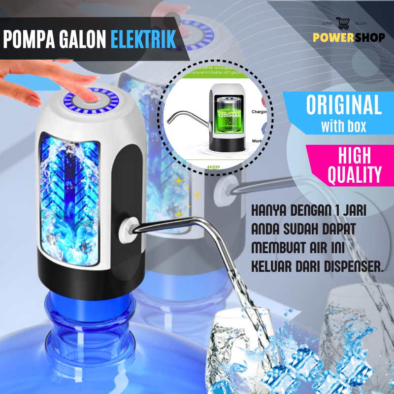 Pompa Galon Elektrik LED Dispenser Air Minum Portable Listrik USB Water Pump Rechargeable PW20