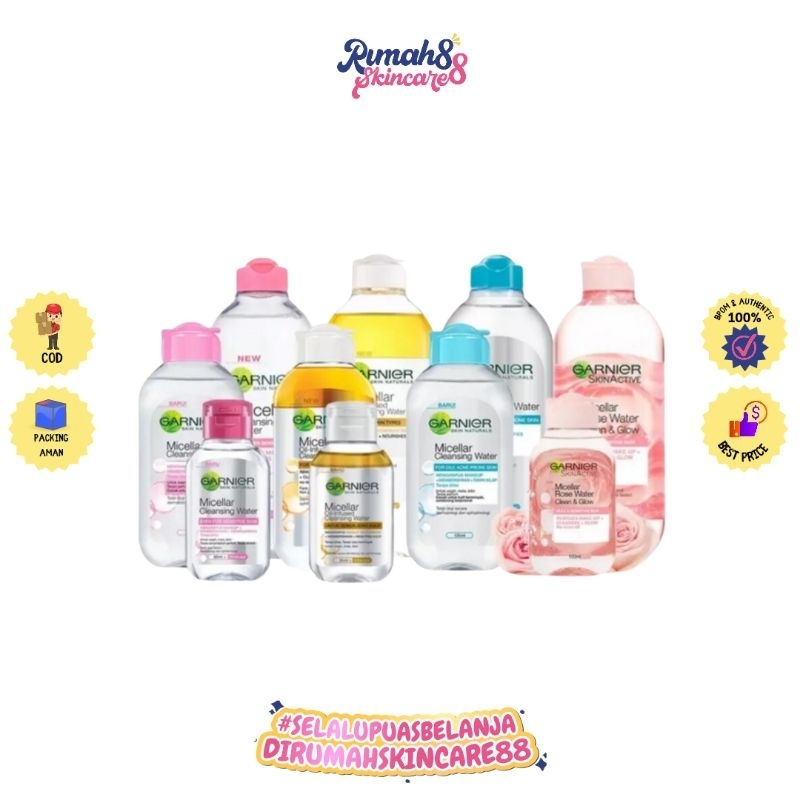 GARNIER Micellar Water Pink | Blue Biru | Bi-phase Oil | Vit C Kuning | Rose Water 50ml 125ml 400ml