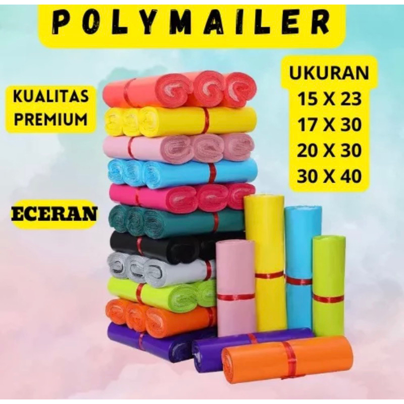 PLASTIK PACKING POLYMAILER HITAM + LEM REKAT (ECER / ECERAN) / Packing Online Shop Kantong Amplop Baju m