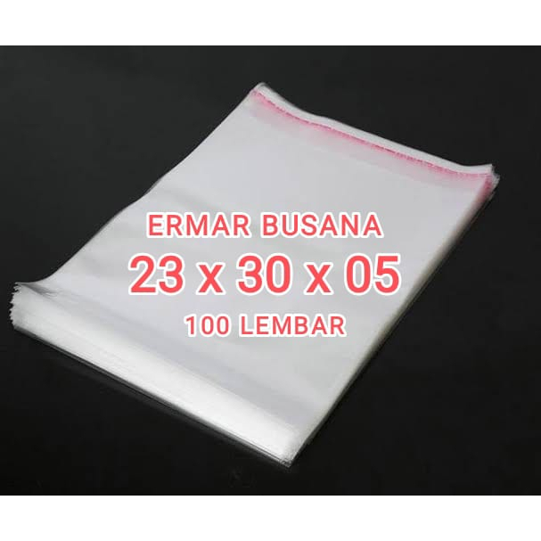 Plastik Opp baju tebal 0.5 ukuran 23x30 / plastik opp packing 23 x 30 seal lem isi 100 lembar