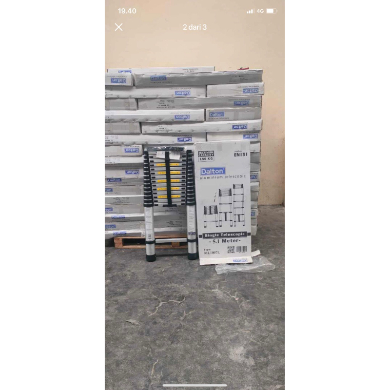 Tangga lipat alumunium teleskopik tangga single teleskopik 5.1 meter Dalton