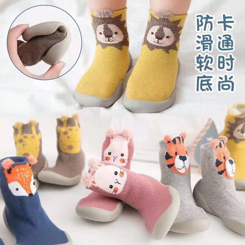 PW7-Sepatu Sandal Anak Bayi Karet Keren Prewalker Kaos Kaki Animal Karakter Anti Slip