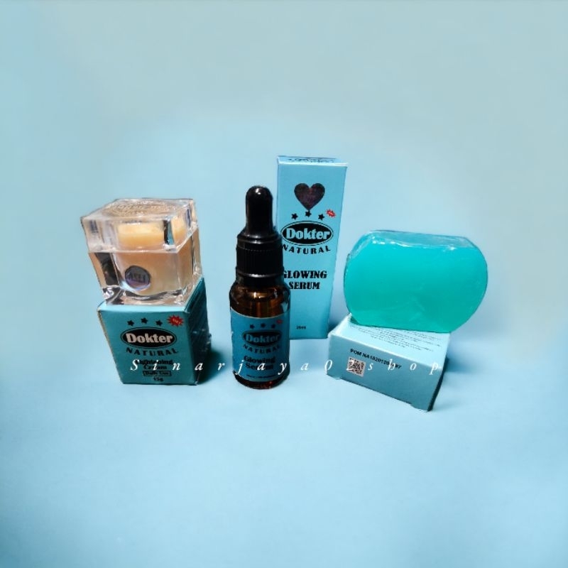 CREAM DOKTER BIRU NATURAL 4 IN 1 WHITENING CREM ORIGINAL BPOM (CR SM + Serum + sabun dr dus 60grm)