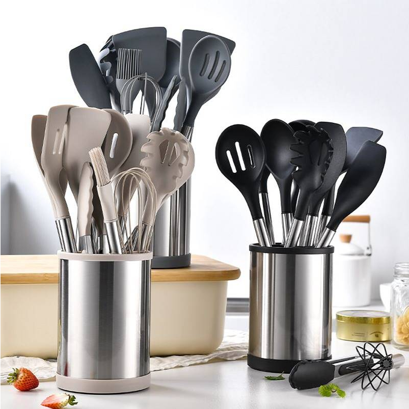 SPATULA PREMIUM Set 12Pcs PUTAR 360/ SUTIL Silikon Alat Masak UTENSIL PREMIUM KITCHEN FULL SET