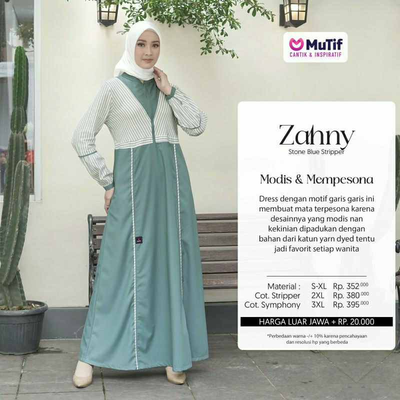 Mutif Zahny Stone Blue Zahny Mauve Wine Zahny Truffle Brown Baju Muslim Gamis Dress Casual Premium Terbaru Ori Lebaran 2023 Sarimbit