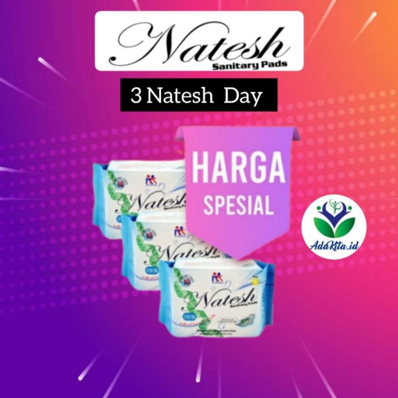 Natesh Pembalut Promo Hemat 3 pack Natesh Pantyliner Natesh Day  Natesh Night Natesh Night Extra Lon