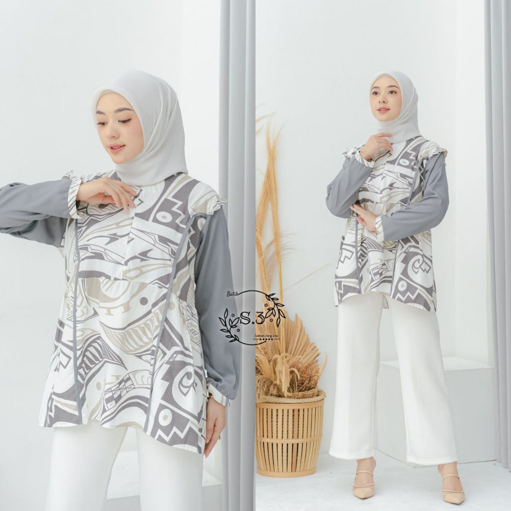 BAJU BATIK WANITA MODERN MONALISA GENES M,L,XL asli PEKALONGAN