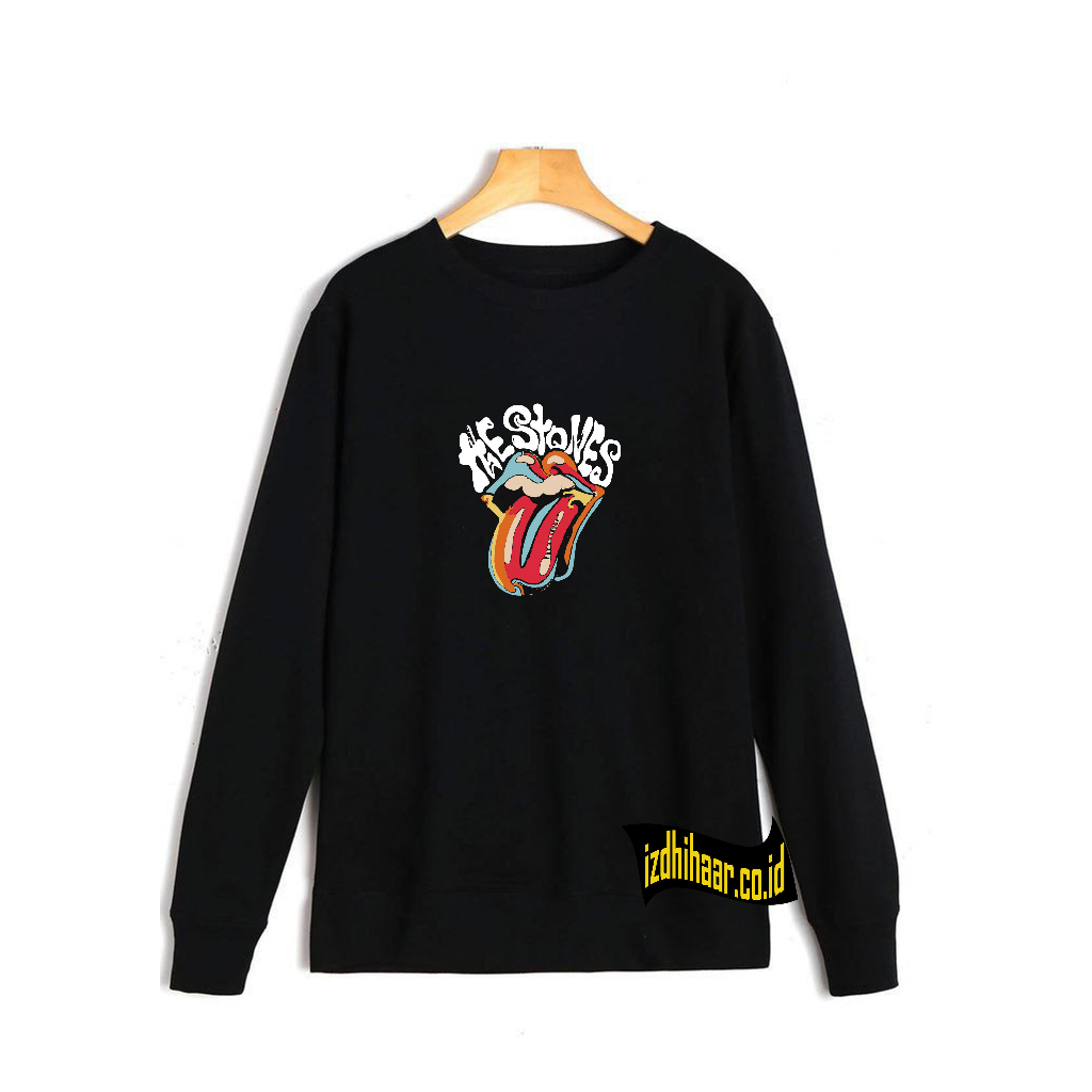 Sweater Crewneck Pria Dan Wanita Motif Hitam Sweatshirt katun Fleece Size M -XXL