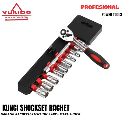 Kunci shock CRV 12in1 Drive socket wrench set 1/4 handle 12pcs / Kunci Sok Set 12 Pcs - Socket Set S