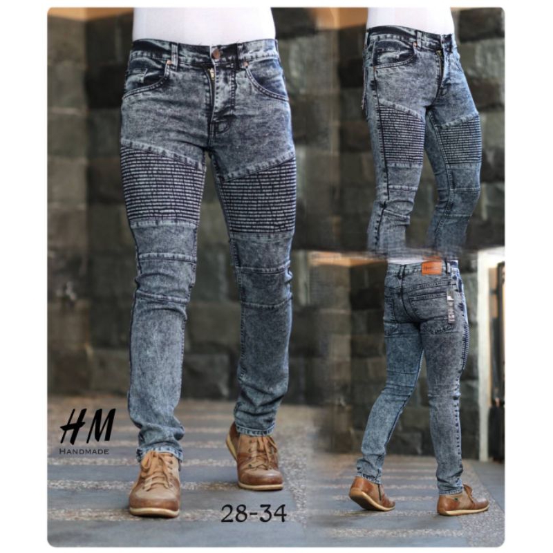 Celana Jeans Bikers Sobek Ripped Handmade