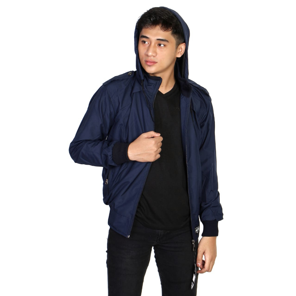 Justrue Jaket Parasut Pria Polos Waterproof Navy