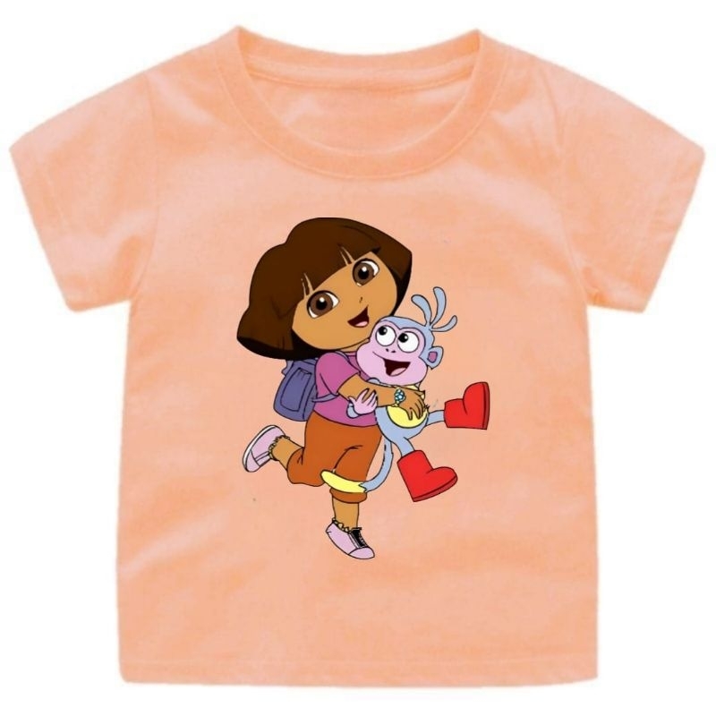 Baju kaos Anak Usia 1-12Tahun Gambar Dora