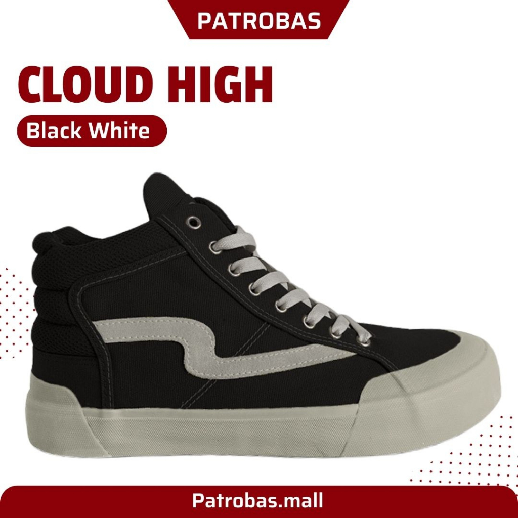 Patrobas Cloud High Black White Original Sepatu Petrobas Hitam Putih