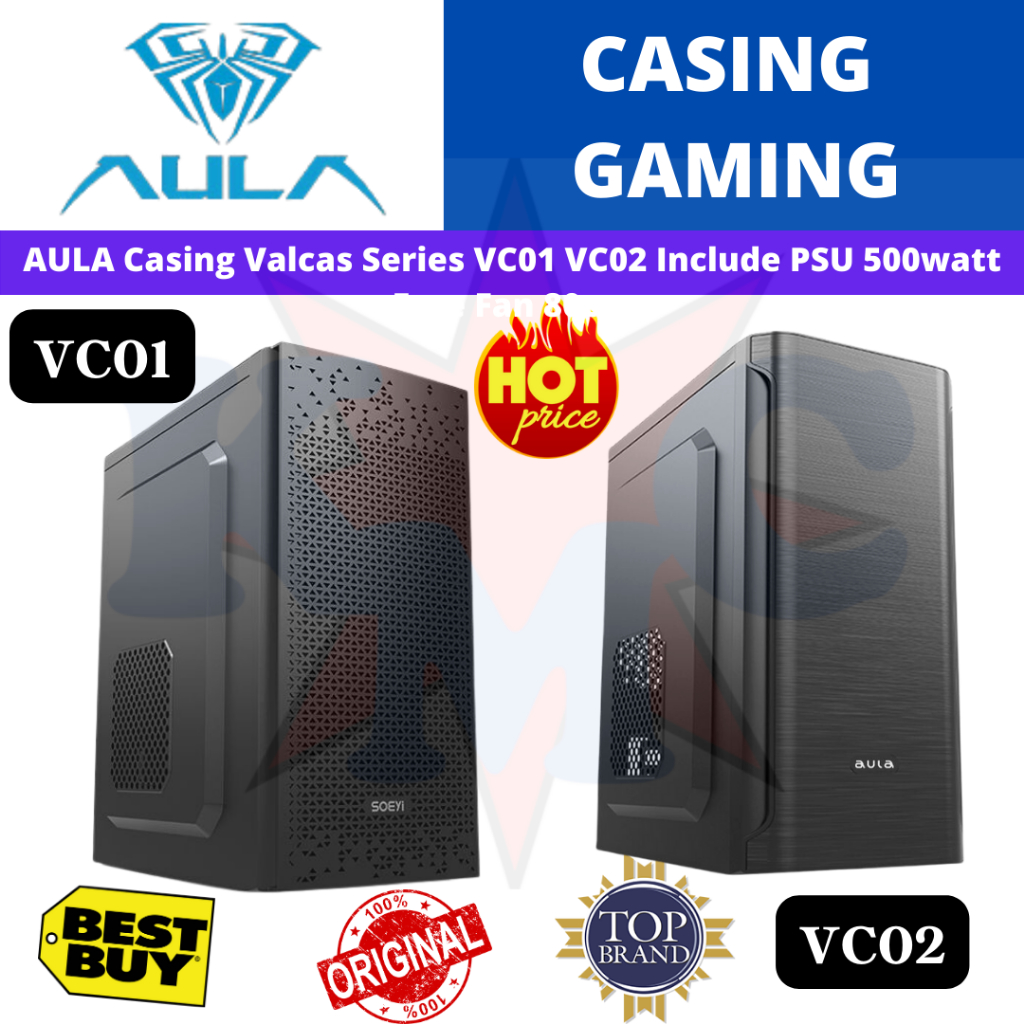 Casing AULA Valcas Series VC01 VC02 Include PSU 500watt Free Fan 80cm