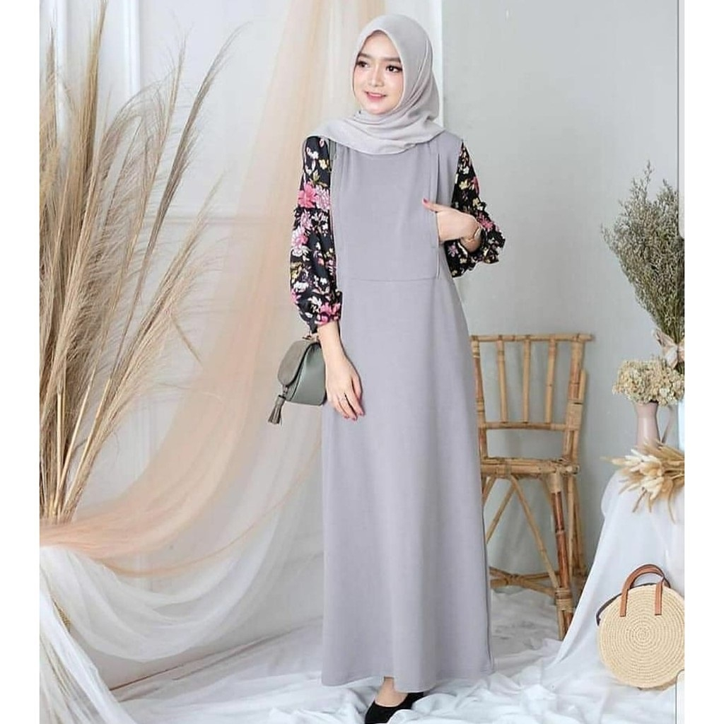 ahmd_store | HUZRA DRESS MAXY Baju Dress Wanita Variasi Motif Bunga Di Bagian Lengan Bahan Moscrepe mix Monalisa Adem Lembut Nyaman Saat Di Pakai Atasan Cewe Kekinian Terbaru 2023 Cocok Untuk Acara Pesta Atau Pengajian OOTD Fashion Muslim Elegan Viral