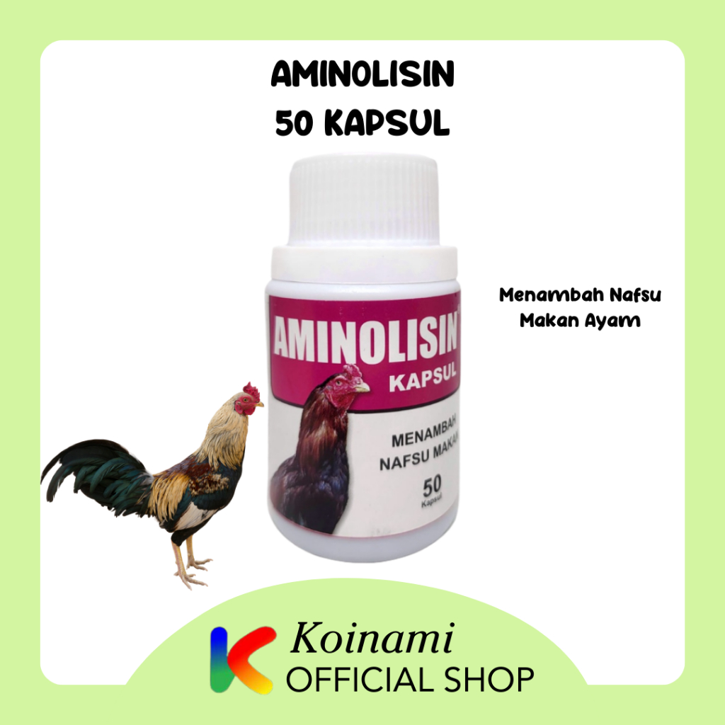 AMINOLISIN 50 KAPSUL / Menambah Nafsu Makan Ayam /Memulihkan Stamina Ayam / Eka Farma