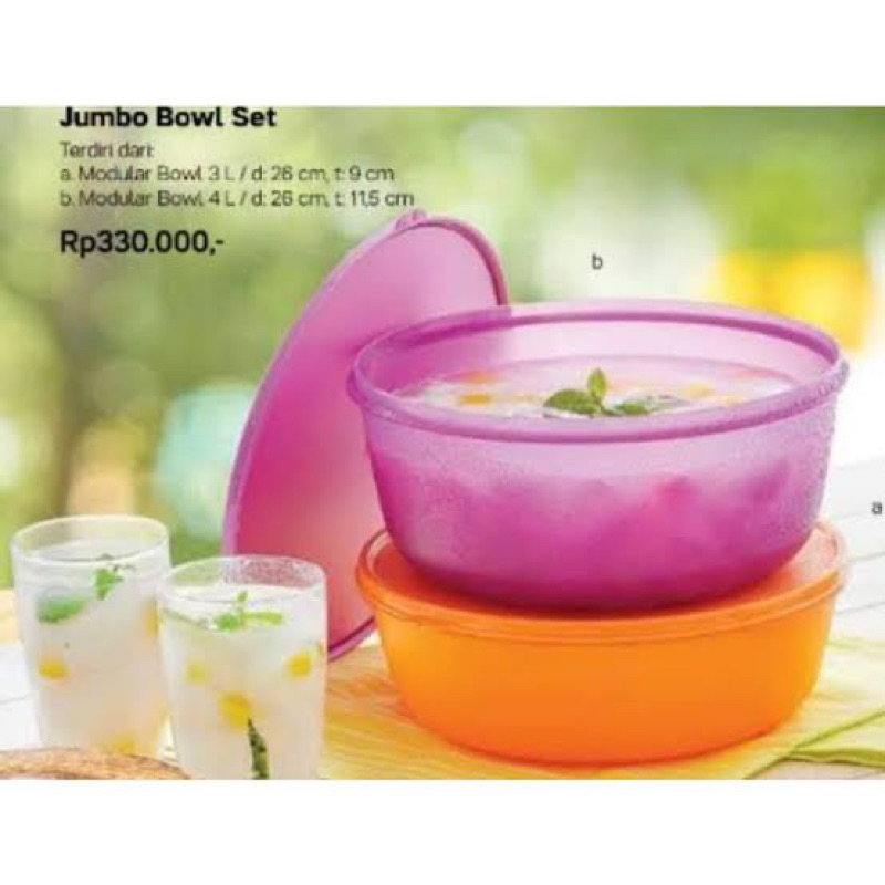Tupperware Jumbo Bowl Set (2 pcs) Tempat Penyimpanan Makanan Snack