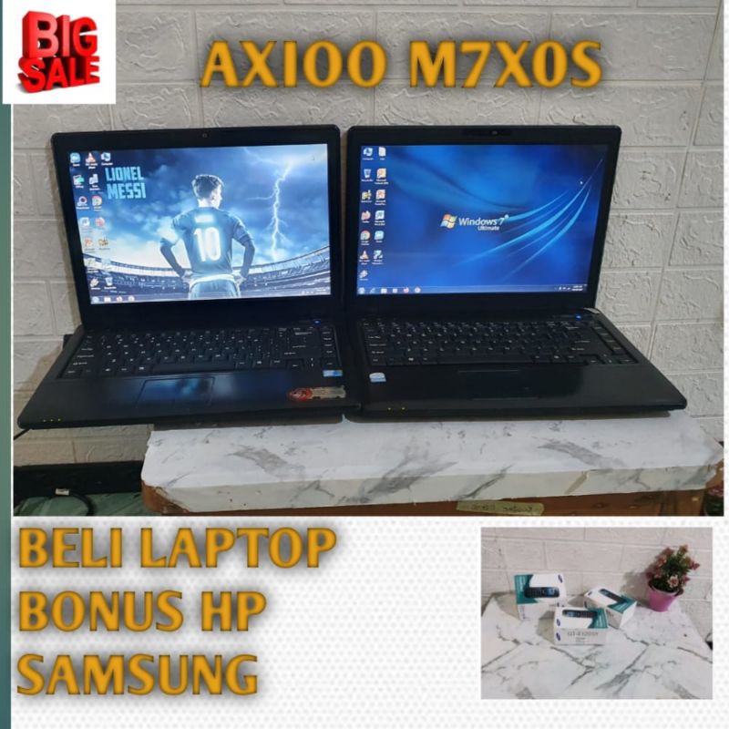 LAPTOP SECOND MURAH AXIOO NEON M7X0S | RAM 2GB | HARDISK  250Gb | LAYAR 14&quot; |  WINDOWS 7 | CUCI GUDANG