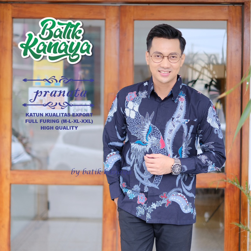 PRANATA Batik Pria Lengan Panjang Berlapis Furing Bahan Katun Berkualitas Ekspor