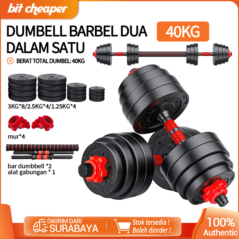 Set Dumbbell 40KG / Set Dumbbell Barbell / Alat Fitness Dumbbell  Rumahan / Dumbbell Gym Multifungsi