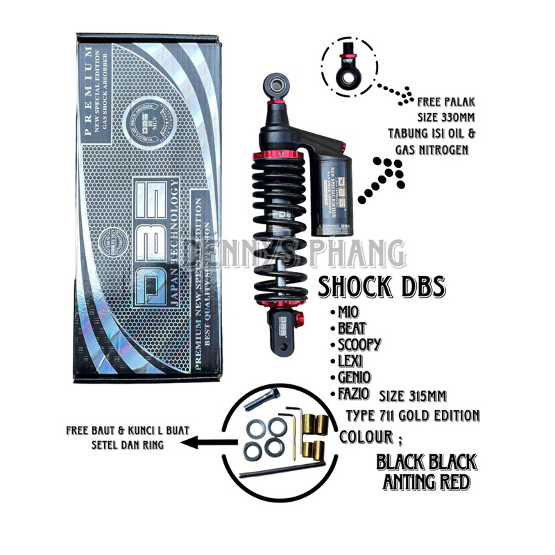 SHOCKBREAKER DBS ORIGINAL TYPE G-SPORT SERIES 711 TABUNG ATAS MATIC SINGLE SHOCK BEAT VARIO SCOOPY GENIO LEXI FINO MIO XEON X-RIDE SOUL FAZZIO MIO GEAR MIO J MIO M3 DLL / SHOCK TABUNG ATAS G-SPORT MATIC SINGLE SHOCK