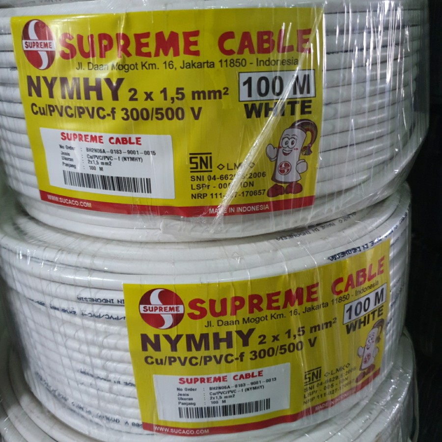 Kabel NYMHY 2x1.5 SUPREME Jual Per Roll