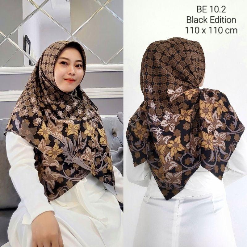 Hijab Motif Segiempat BLACK EDITION Azara Laser Cut BE 2
