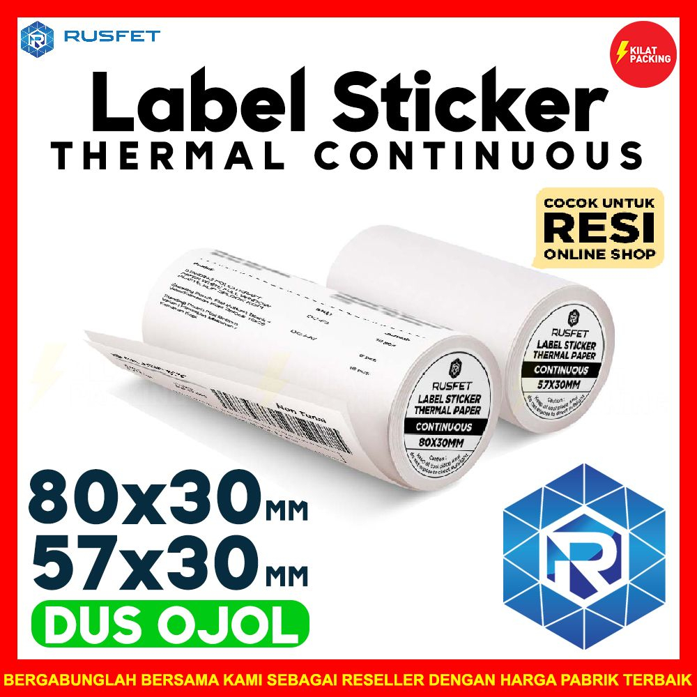

Label sticker stiker thermal continuous lebel rusfet dus ojol