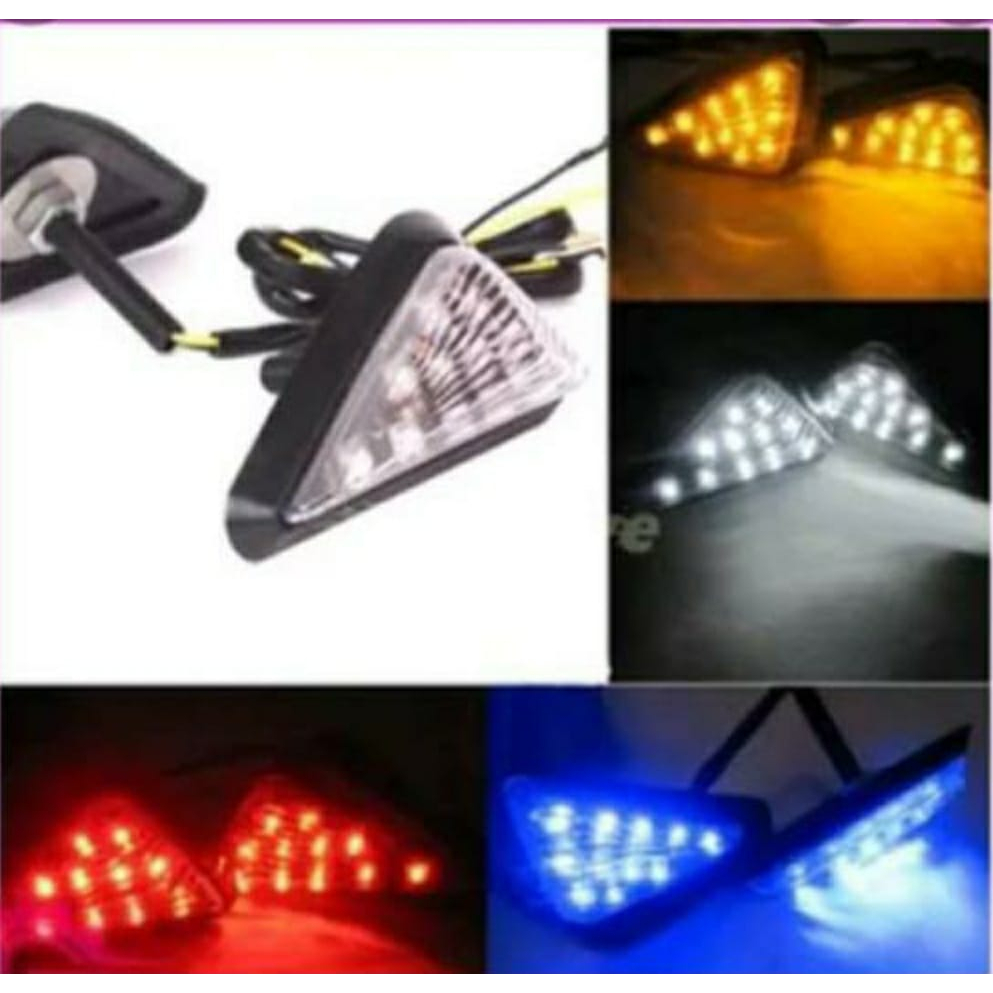 Lampu SEN Tempel SEGITIGA LED - Motor Fairing MERAH,BIRU,KUNING,PUTIH