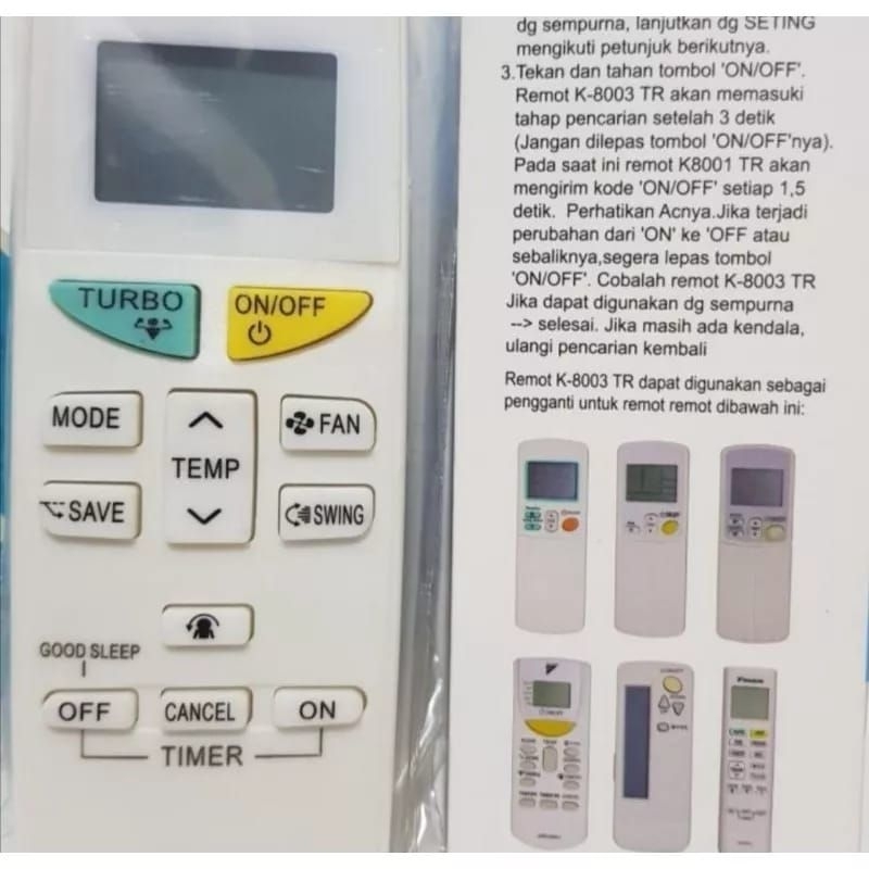 Remote AC / Remote Air Con DAIKIN Multi All Type Universal K-8003 TR