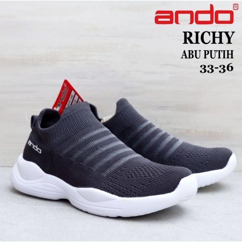 Sepatu ANDO RICHY - DOME - KITKAT Size 33-36 - Sepatu Sneakers Slip On Anak Laki-laki