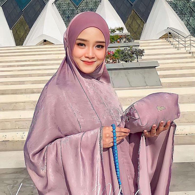 Mukena Dagu Tertutup Silk Crinkle Premium Mewah Exlusive By Raisa