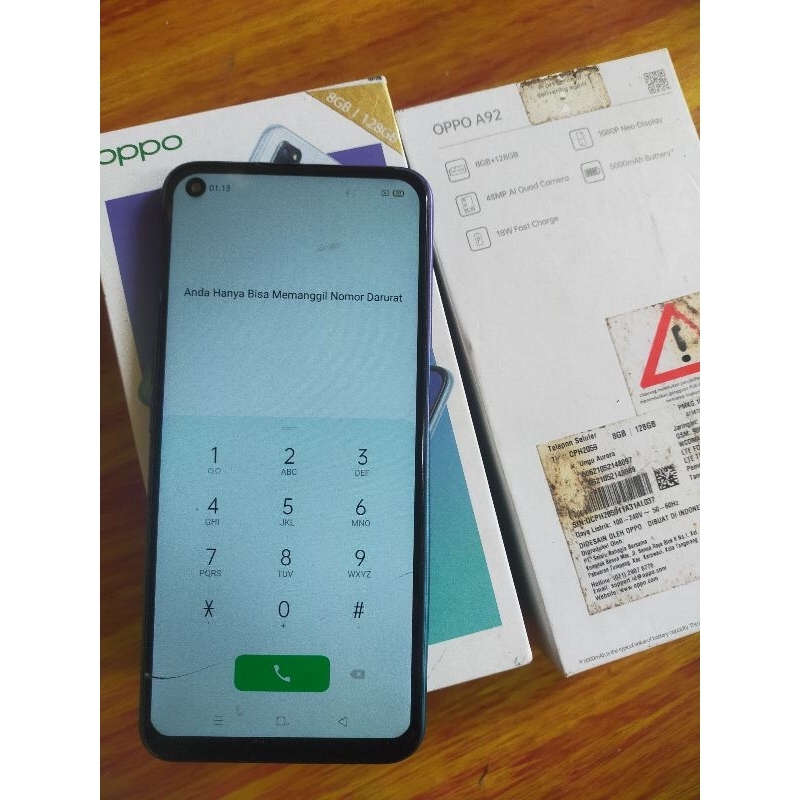 Jual Murah Hp Unit Mesin Normal Oppo A92 Ram 8/128 Gb Lengkap Dos