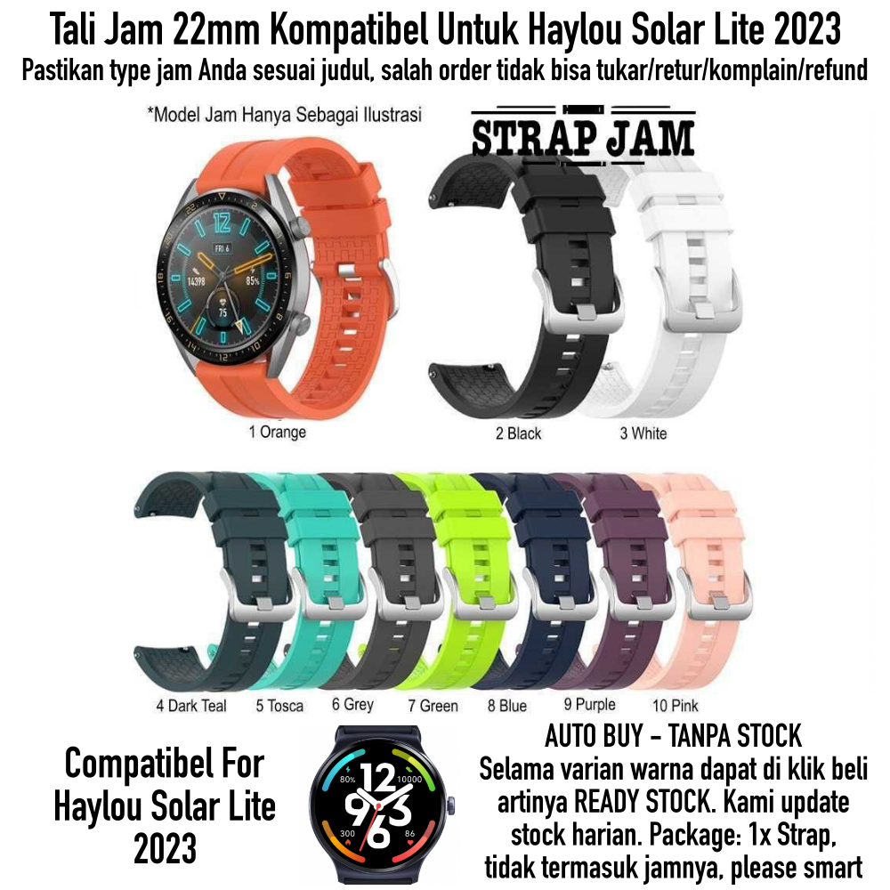 XLF Tali Jam Tangan Haylou Solar Lite 2023 - Strap 22mm Rubber Silikon Quick Release