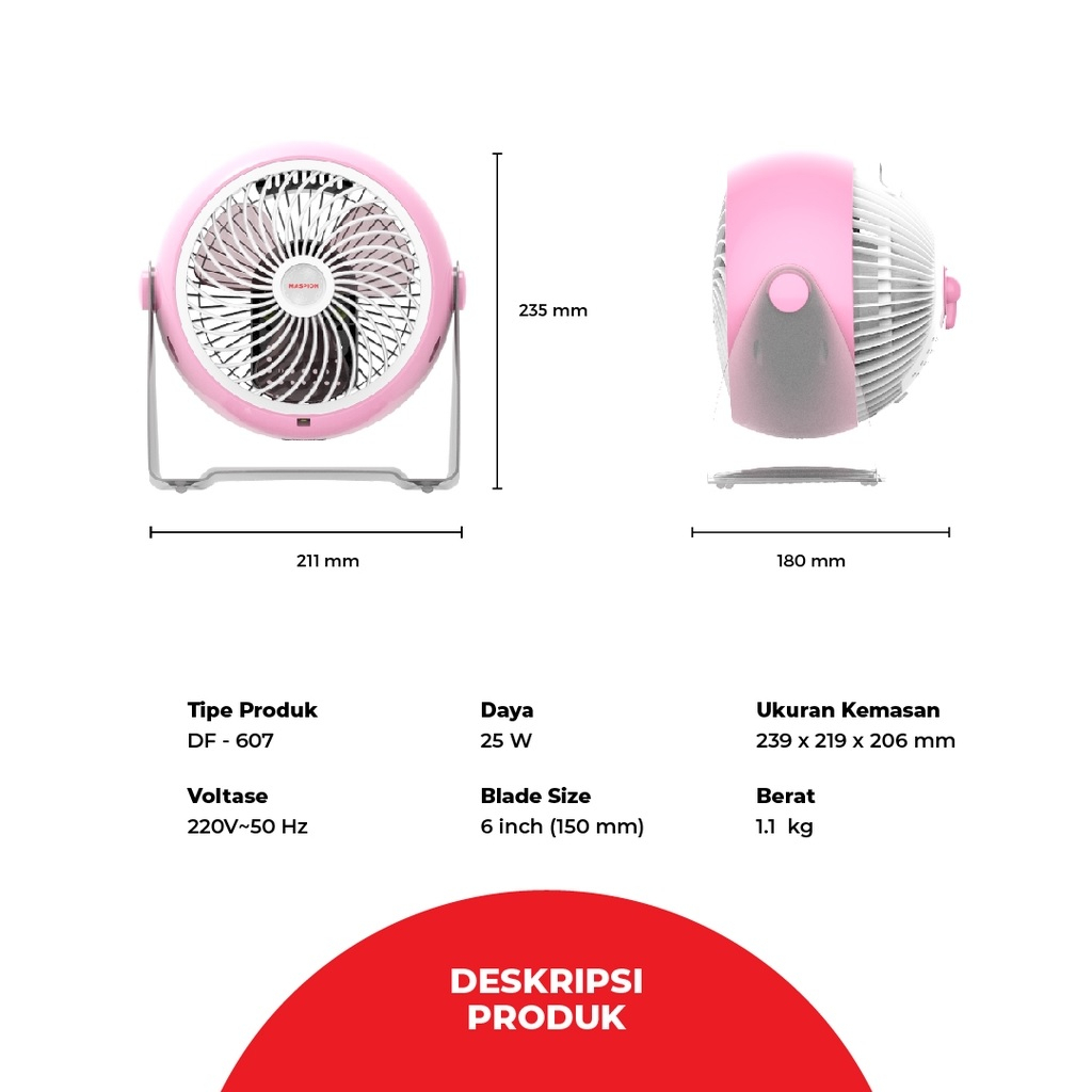 KIPAS MASPION DF 607 / DESK FAN MASPION 6 INCH