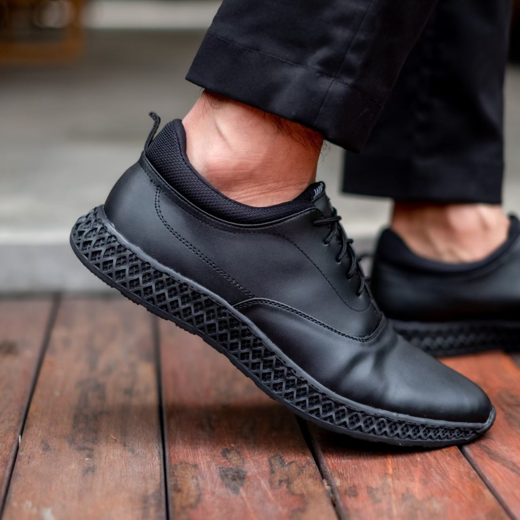 GARRICK BLACK - Sepatu Pantofel Pria Kasual Formal Kulit Pantopel Pria Fantofel Pantofel Hitam Pria