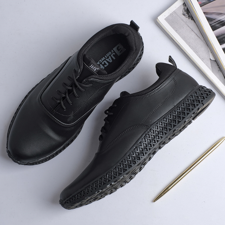 GARRICK BLACK - Sepatu Pantofel Pria Kasual Formal Kulit Pantopel Pria Fantofel Pantofel Hitam Pria