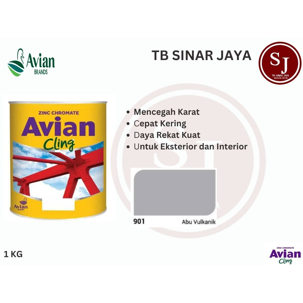 AVIAN CLING ZINC CHROMATE CAT DASAR BESI KEMASAN 1KG - 901 ABU VULKANIK