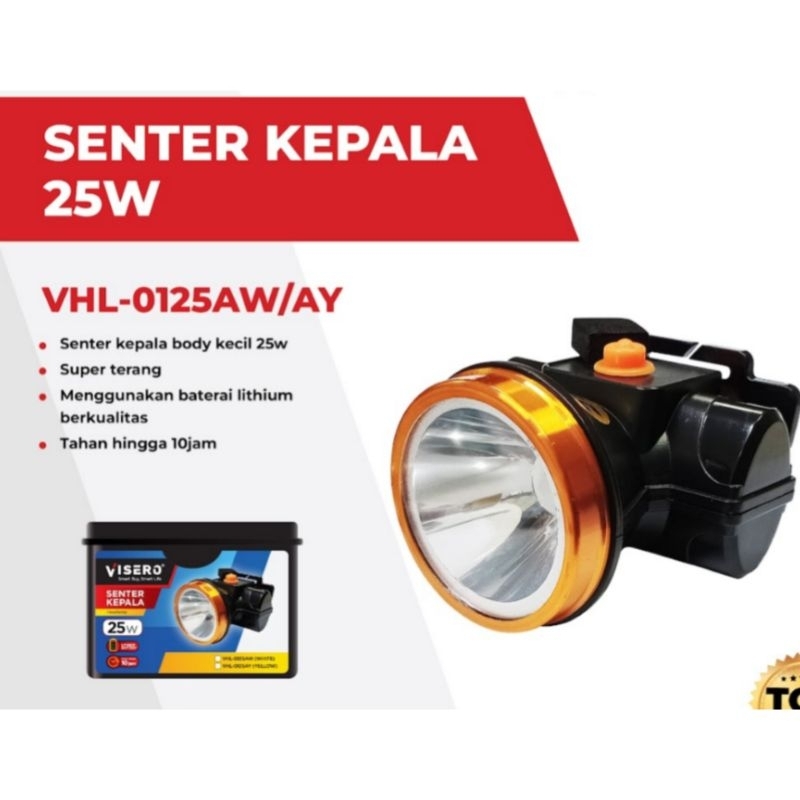 SENTER KEPALA 25 WATT 25W 25WATT 25 W VISERO AWET