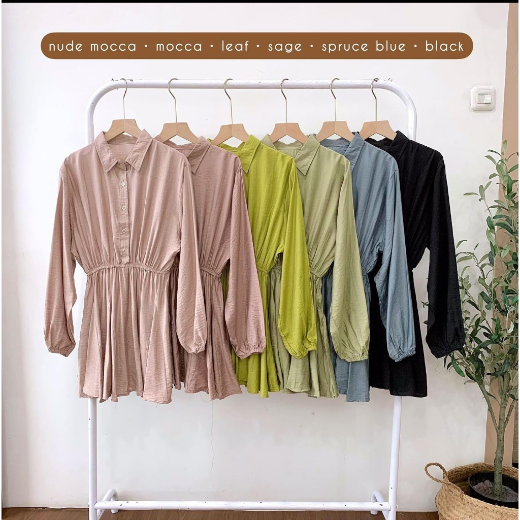 VISTA KEMEJA KERUT FULL KANCING ATASAN WANITA BLOUSE POLO LINEN PREMIUM (MGA)