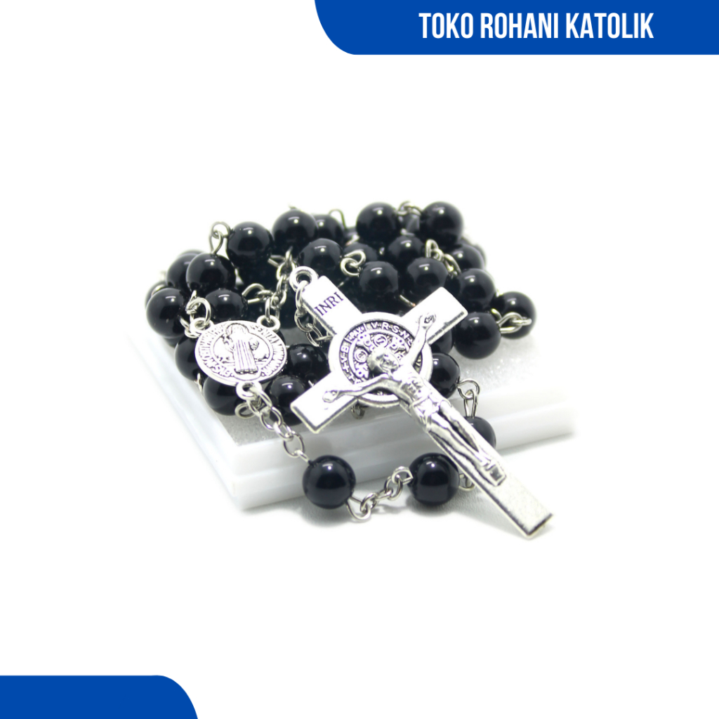 KALUNG ROSARIO BENEDIKTUS (MUTIARA SINTETIS) / KALUNG ROSARIO KATOLIK / ROSARIO BENEDICT / KALUNG ROHANI / KALUNG PRIA / KALUNG WANITA / KONTAS