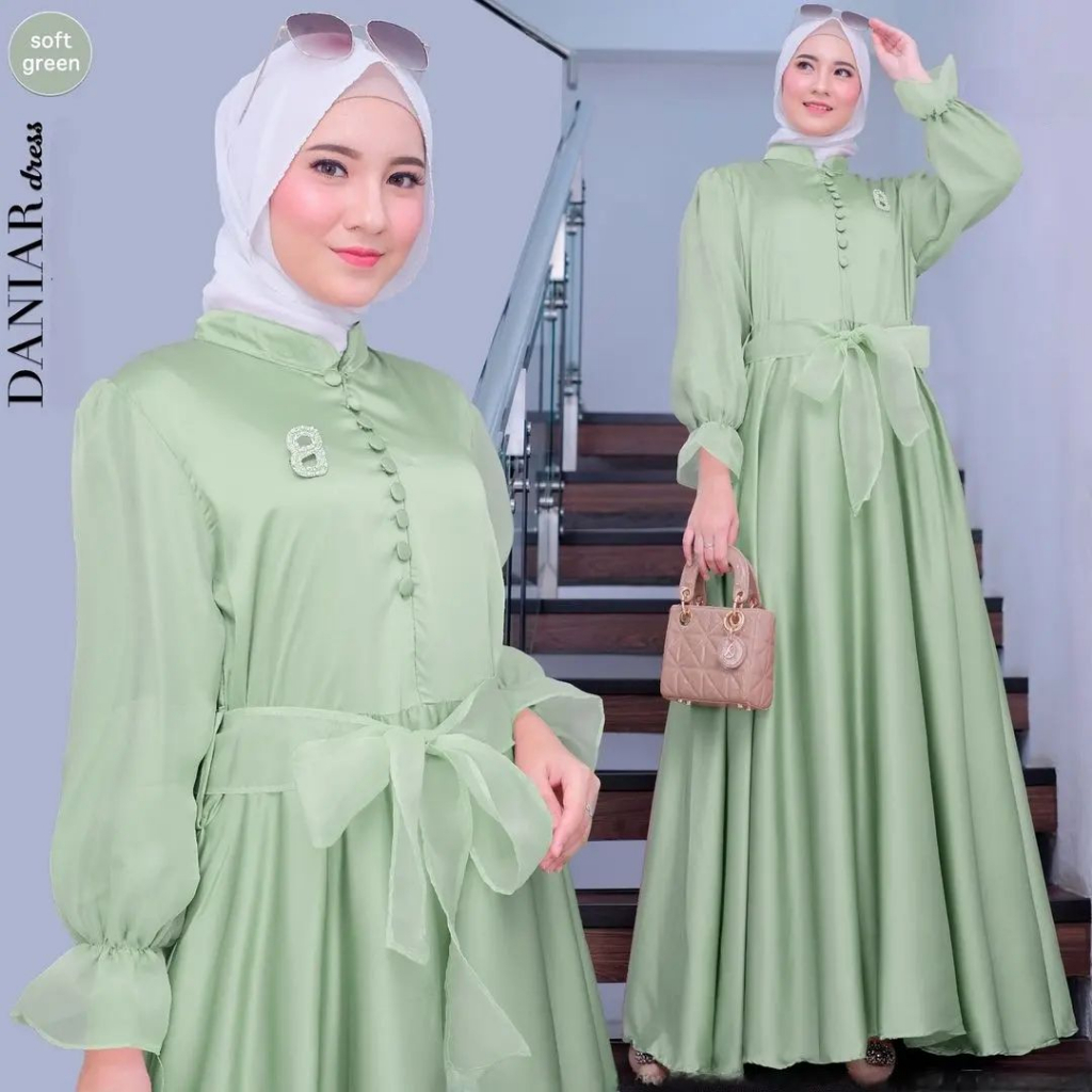 Daniara Dress Gamis Busui Mewah Maxmara Organza Gaun Pesta Maxi Muslim Wanita Premium Terlaris