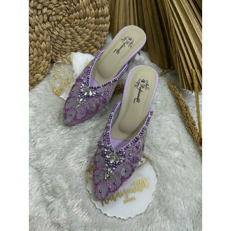 Sepatu wedding pesta Cantik Alena Lilac 7cm