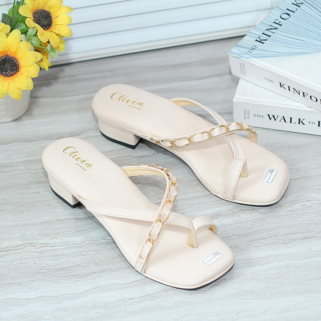 Sandal hak tahu wanita jepit 3 cm silang - CLAUDIA 03