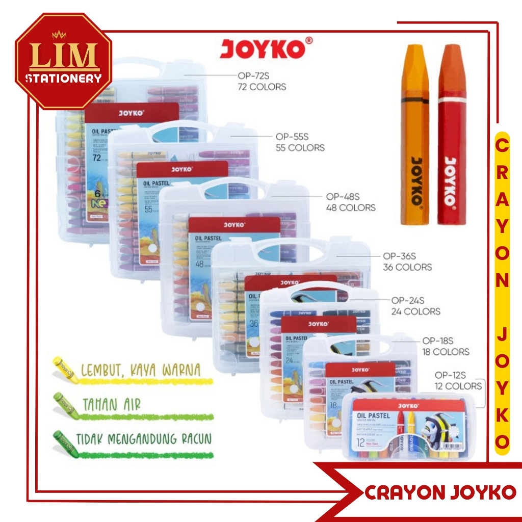 

Crayon Warna Joyko / Oil Pastel 12 18 24 36 48 55 72 (Set)