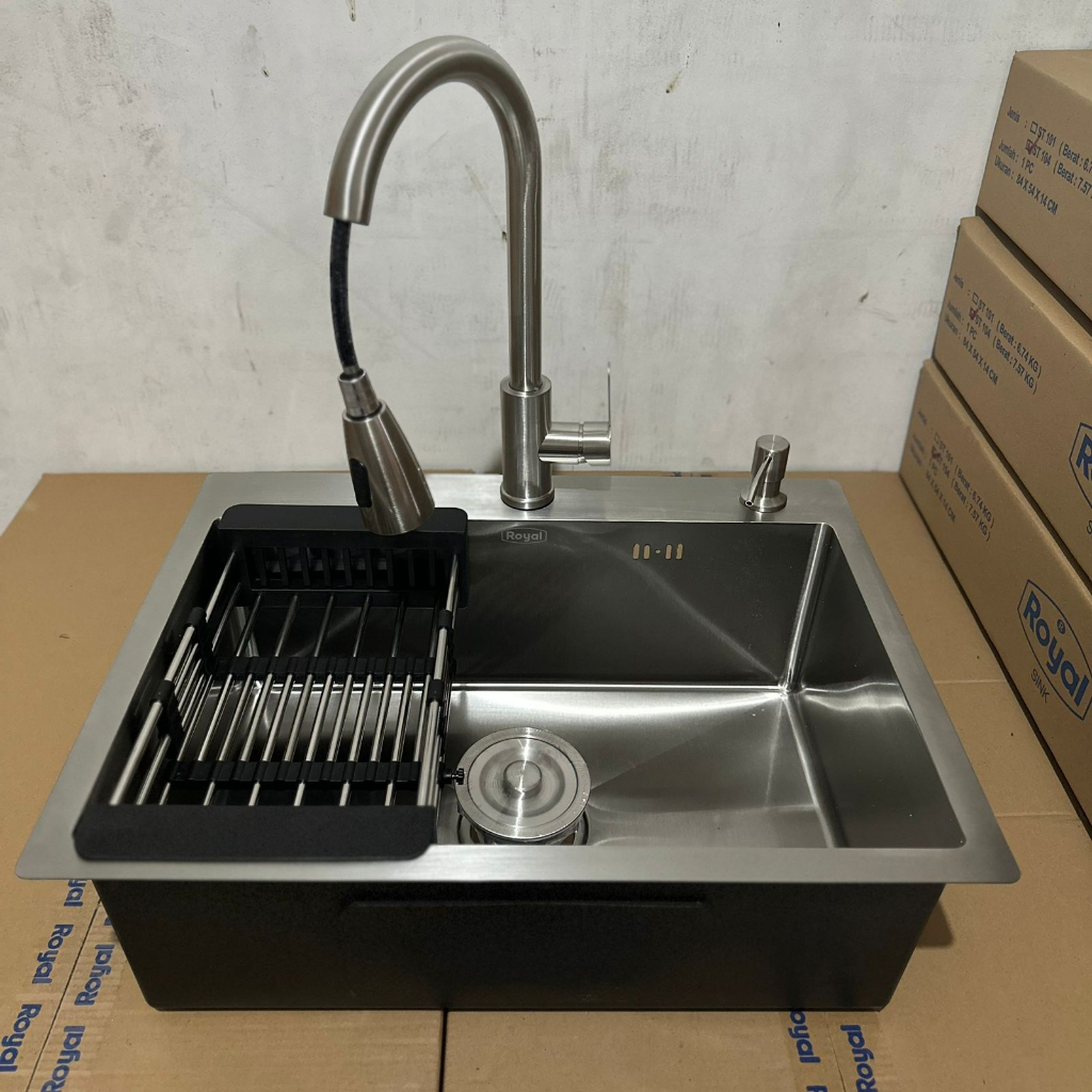 Royal Kitchen Sink Contempo Uno | Bak Cuci Piring Stainless 60 x 45 Cm + Dengan Keran