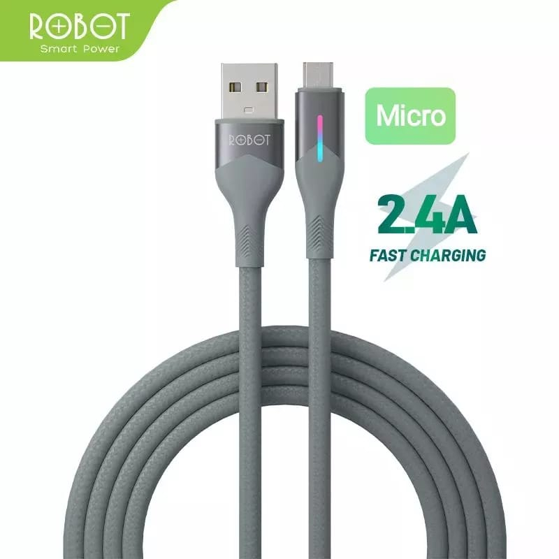 A_  ROBOT RFM100 KABEL DATA MICRO USB BRAIDED KABEL FAST CHARGING RGB 2 WARNA