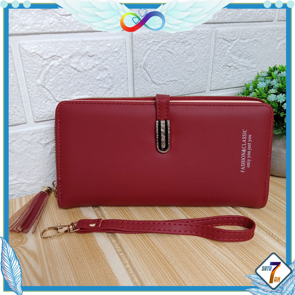 Dompet Panjang Lipat Zipper Multifungsi Fashion Korea Style Dompet Cewek Resleting Klip Women Wallet PU Satu7an D86