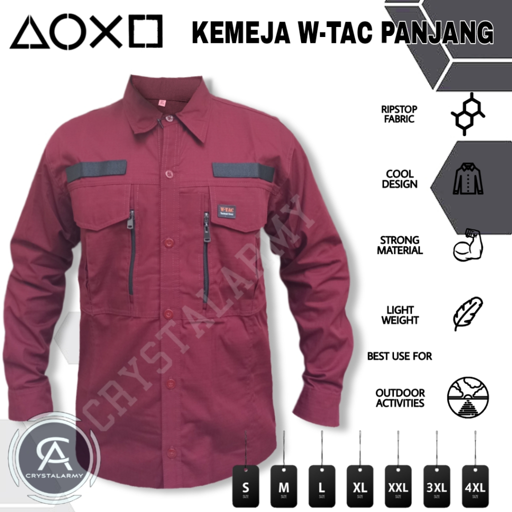 Kemeja Tactical W-TAC tangan Panjang Big Size/Baju Tactical/kemeja Lapangan PDL